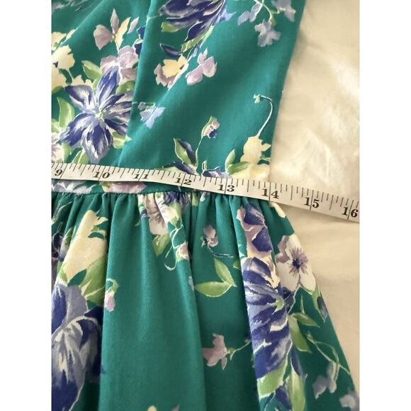 Vtg Laura Ashley Tea Dress Green Floral Cottagecore Exposed Shoulder Size 6 (4) - Picture 8 of 12